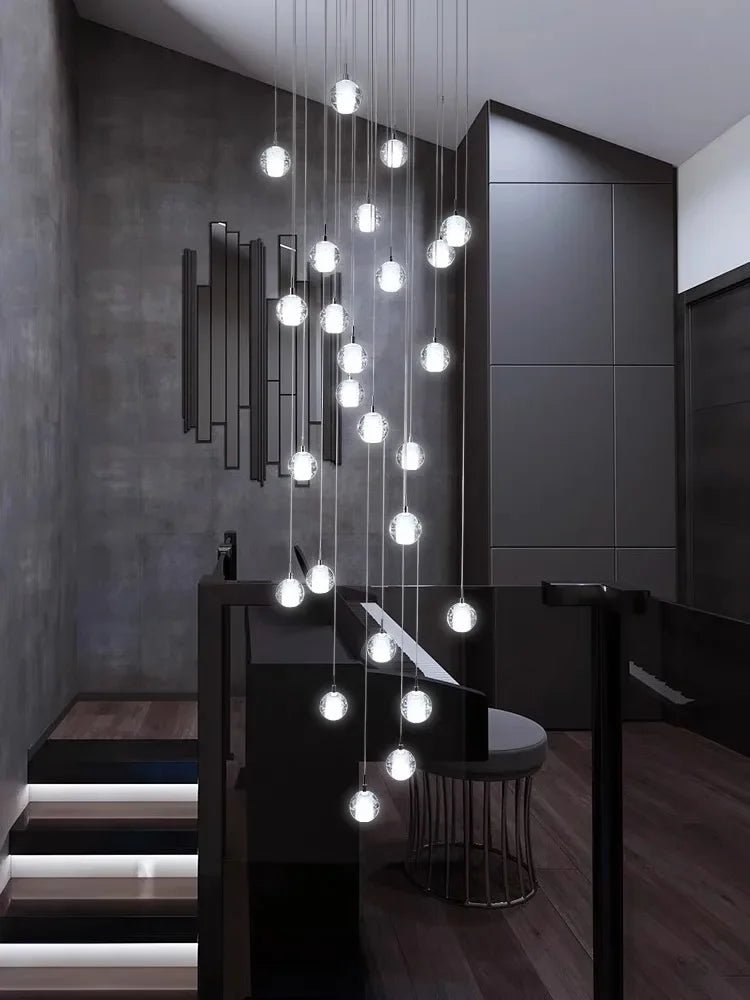 Modern Spiral Crystal Ball Staircase Pendant Chandelier - Decorbites