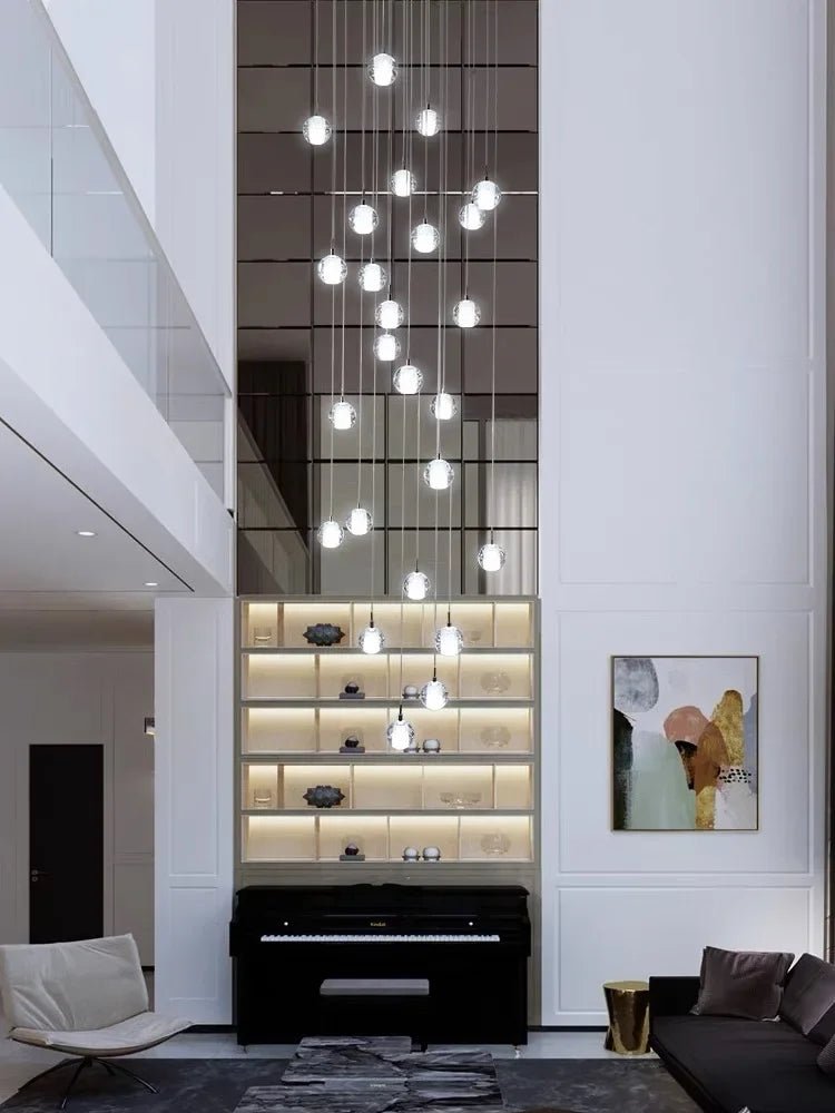 Modern Spiral Crystal Ball Staircase Pendant Chandelier - Decorbites