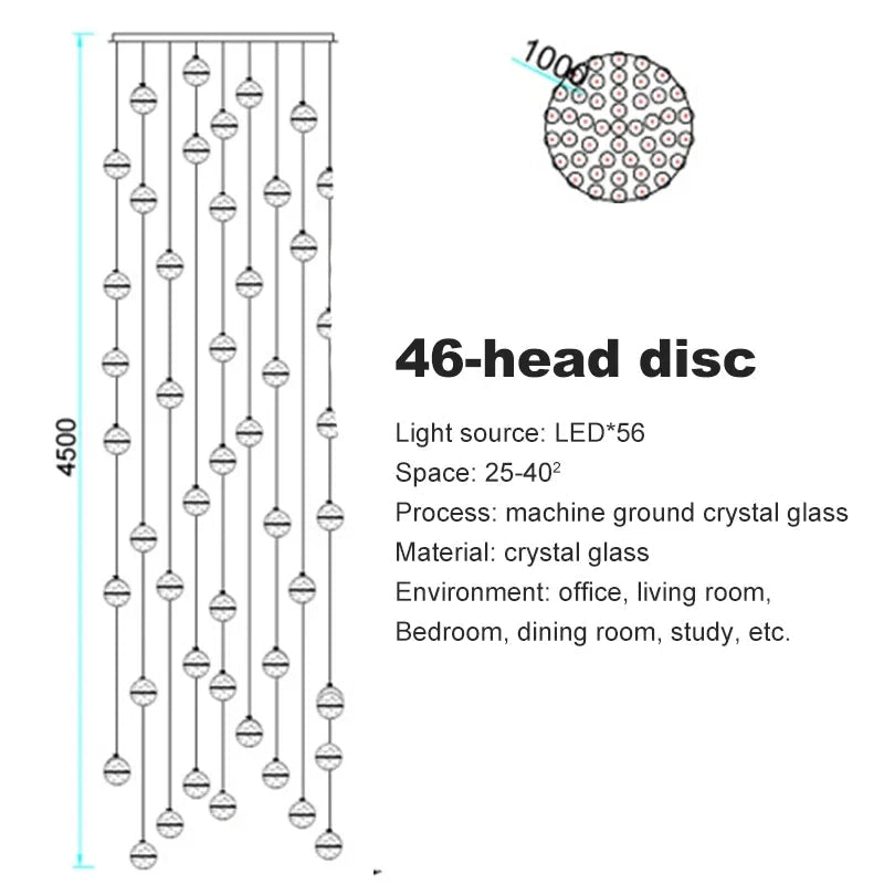 Modern Spiral Crystal Ball Staircase Pendant Chandelier - Decorbites