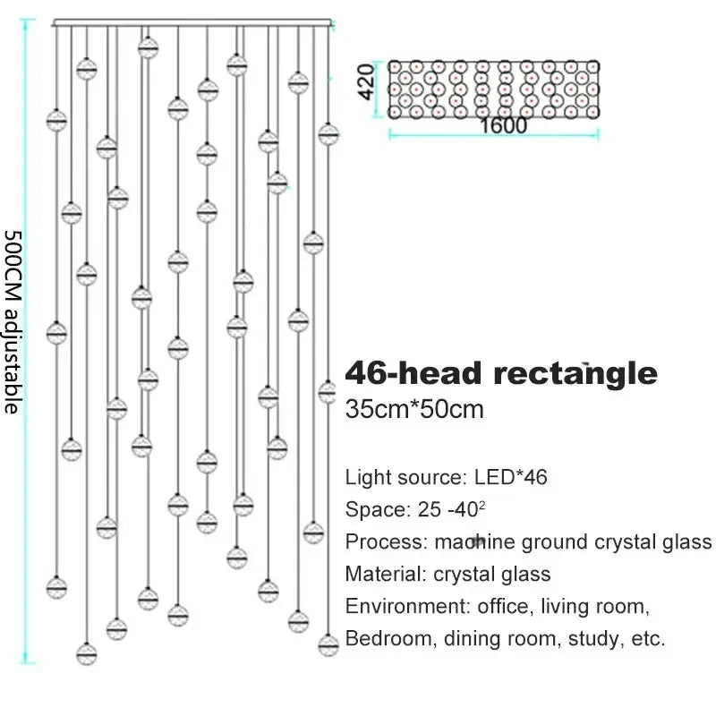 Modern Spiral Crystal Ball Staircase Pendant Chandelier - Decorbites