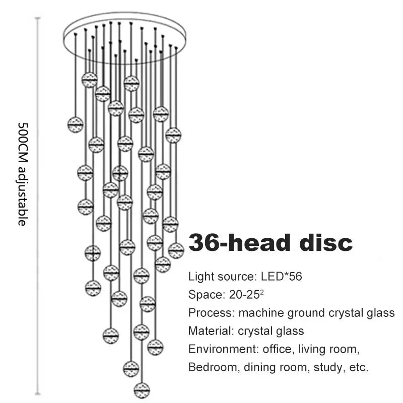 Modern Spiral Crystal Ball Staircase Pendant Chandelier - Decorbites
