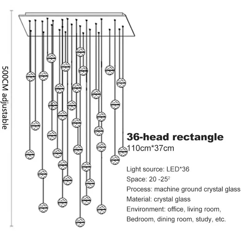 Modern Spiral Crystal Ball Staircase Pendant Chandelier - Decorbites