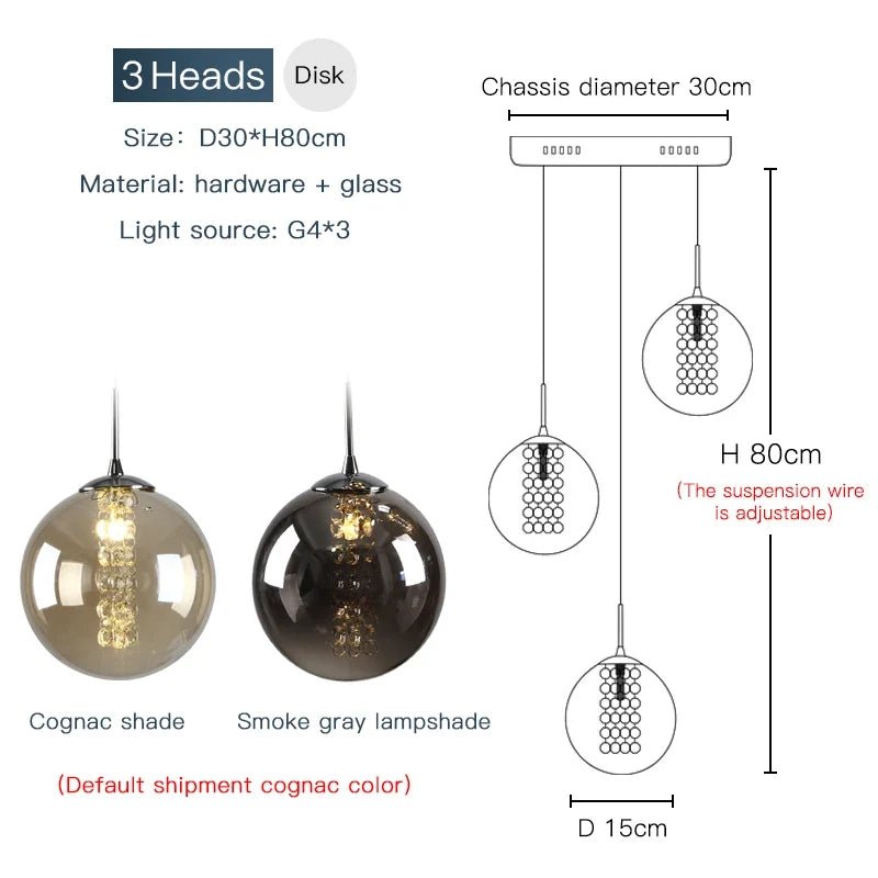 Modern Spiral Glass Ball Pendant Chandelier - Decorbites