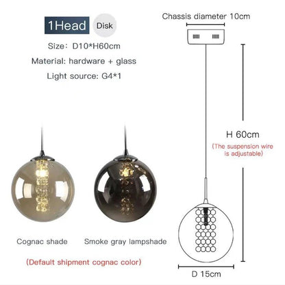 Modern Spiral Glass Ball Pendant Chandelier - Decorbites