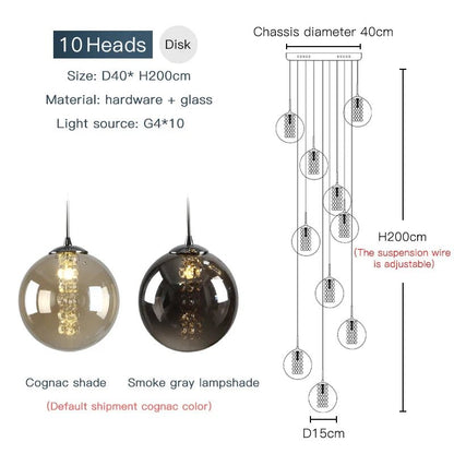 Modern Spiral Glass Ball Pendant Chandelier - Decorbites