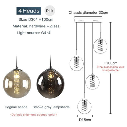 Modern Spiral Glass Ball Pendant Chandelier - Decorbites