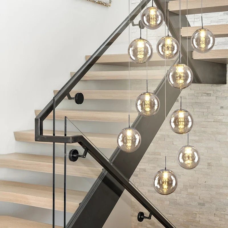 Modern Spiral Glass Ball Pendant Chandelier - Decorbites