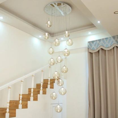 Modern Spiral Glass Ball Pendant Chandelier - Decorbites