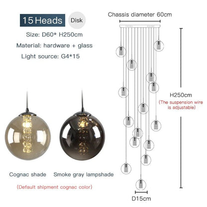 Modern Spiral Glass Ball Pendant Chandelier - Decorbites