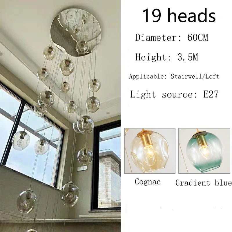 Modern Spiral Staircase Crystal Globe Pendant Chandelier - Decorbites