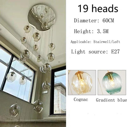 Modern Spiral Staircase Crystal Globe Pendant Chandelier - Decorbites