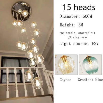 Modern Spiral Staircase Crystal Globe Pendant Chandelier - Decorbites