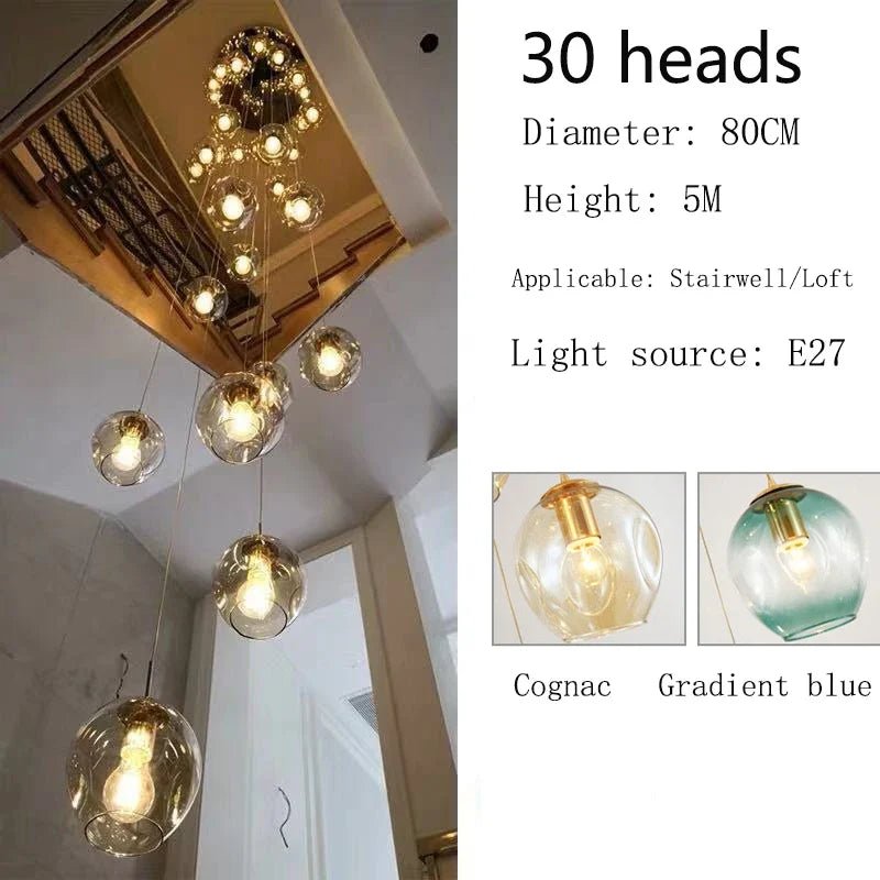Modern Spiral Staircase Crystal Globe Pendant Chandelier - Decorbites
