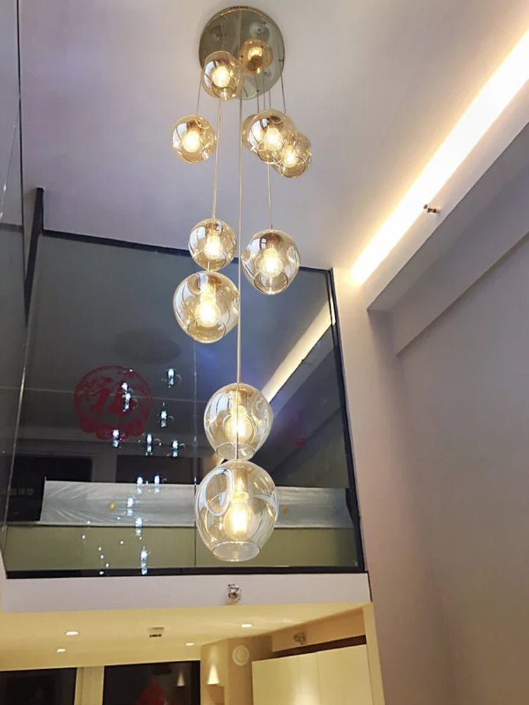 Modern Spiral Staircase Crystal Globe Pendant Chandelier - Decorbites