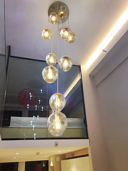 Modern Spiral Staircase Crystal Globe Pendant Chandelier - Decorbites