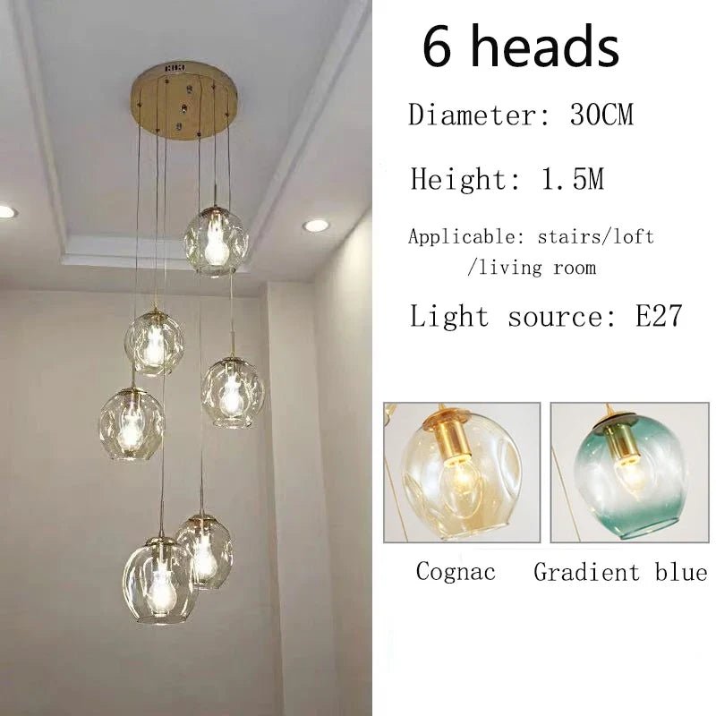 Modern Spiral Staircase Crystal Globe Pendant Chandelier - Decorbites
