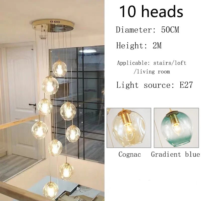 Modern Spiral Staircase Crystal Globe Pendant Chandelier - Decorbites