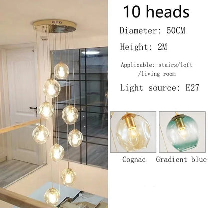 Modern Spiral Staircase Crystal Globe Pendant Chandelier - Decorbites