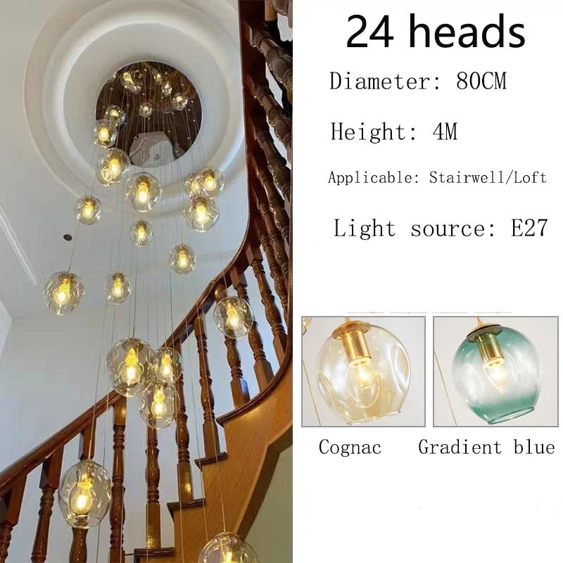 Modern Spiral Staircase Crystal Globe Pendant Chandelier - Decorbites