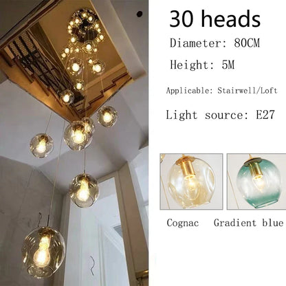 Modern Spiral Staircase Crystal Globe Pendant Chandelier