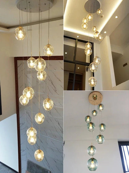 Modern Spiral Staircase Crystal Globe Pendant Chandelier - Decorbites