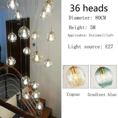 Modern Spiral Staircase Crystal Globe Pendant Chandelier - Decorbites