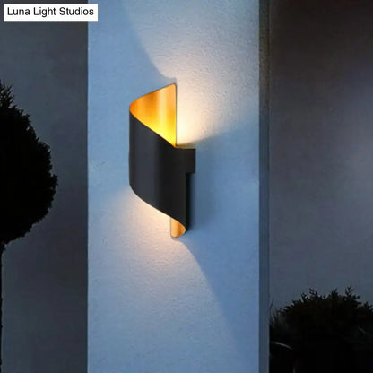 Modern black and gold curved wall sconce with sleek minimalist design direct wired electric for stylish lighting