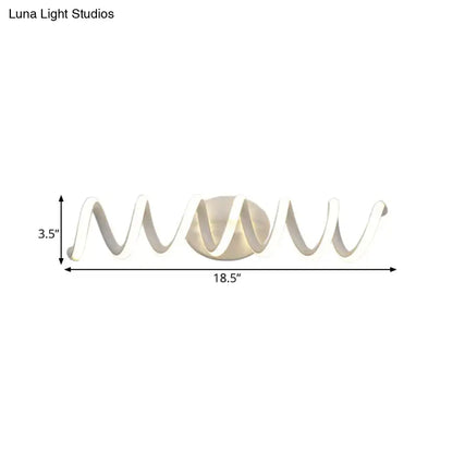 Modern spiral white wall light with natural warm led and sleek wave-like design for bathroom lighting
