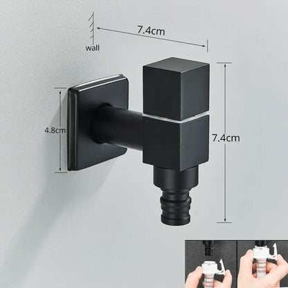 Black brass wall-mounted shower faucet adapter with square design and threaded hose connection for decorbites black brass