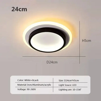 Modern square black led ceiling light with circular design made of iron aluminum and acrylic for bedroom decorbites led ceiling