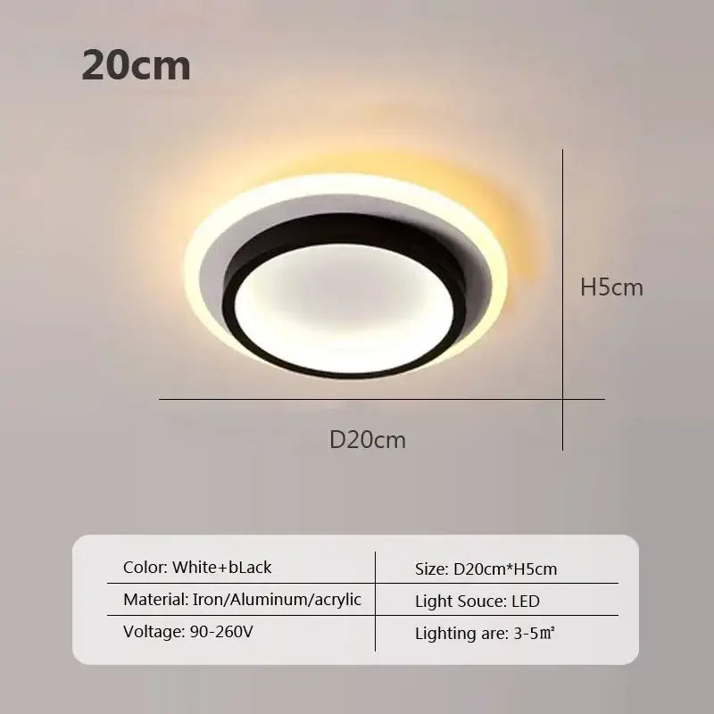 Modern square black led ceiling light with white and black iron aluminum acrylic design for bedroom decorbites led ceiling