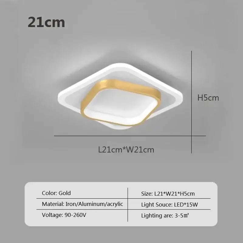 Modern square black led ceiling light with gold-accented frame and white acrylic diffuser for bedroom decorbites led ceiling