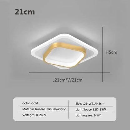 Modern square black led ceiling light with gold-accented frame and white acrylic diffuser for bedroom decorbites led ceiling
