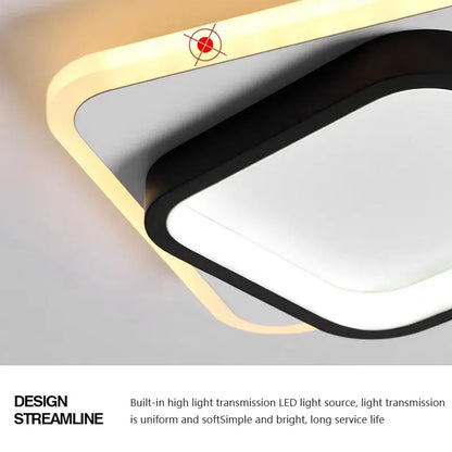 Modern square black led ceiling light with sleek white panels and warm yellow glow for bedroom decorbites led ceiling