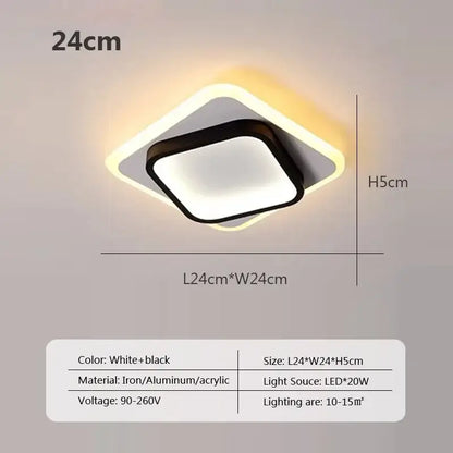 Modern square black led ceiling light with white acrylic panel featuring decorbites led ceiling light design for bedroom