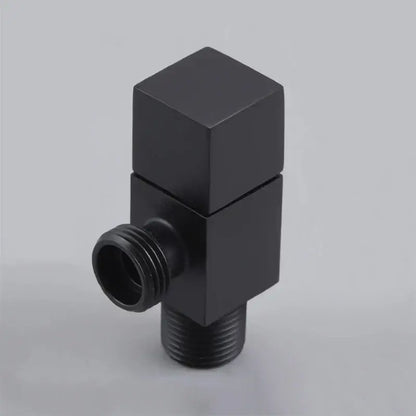 Modern square brass black angle valve with black matte finish and threaded connections for bathroom decorbites brass black use