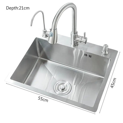 Modern stainless steel 55x45cm sink kit with sleek undermount design and integrated faucet for kitchen use