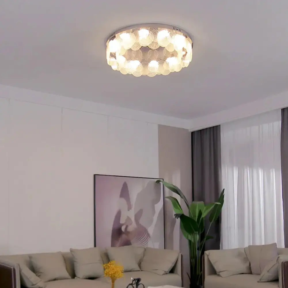 Modern stainless steel bubble glass led ceiling light with chrome frame and frosted globes for bedroom decorbites led ceiling