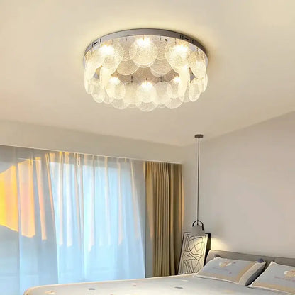 Modern stainless steel bubble glass led ceiling light with silver frame decorbites led ceiling for bedroom decor