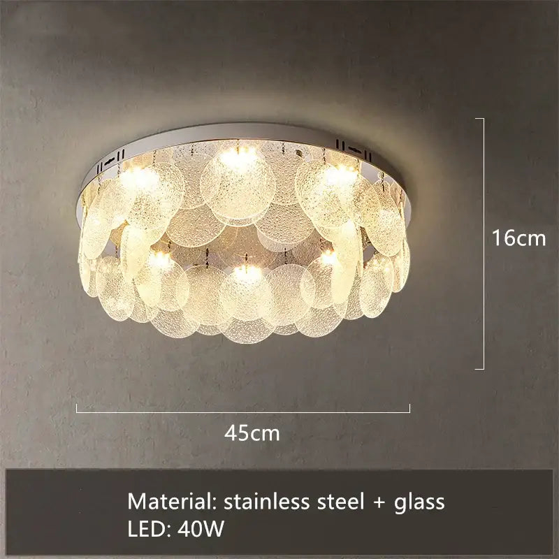 Modern stainless steel bubble glass led ceiling light with frosted discs in overlapping layers for bedroom decorbites ceiling light