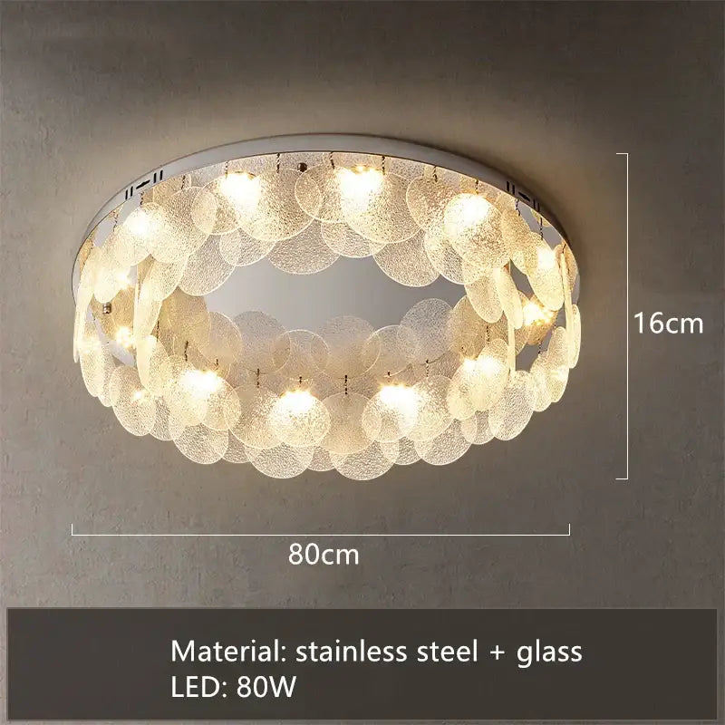Modern stainless steel bubble glass led ceiling light with translucent glass discs ring for bedroom decorbites led ceiling