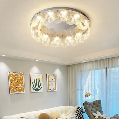Modern stainless steel bubble glass led ceiling light with concentric translucent glass discs for bedroom decorbites led ceiling