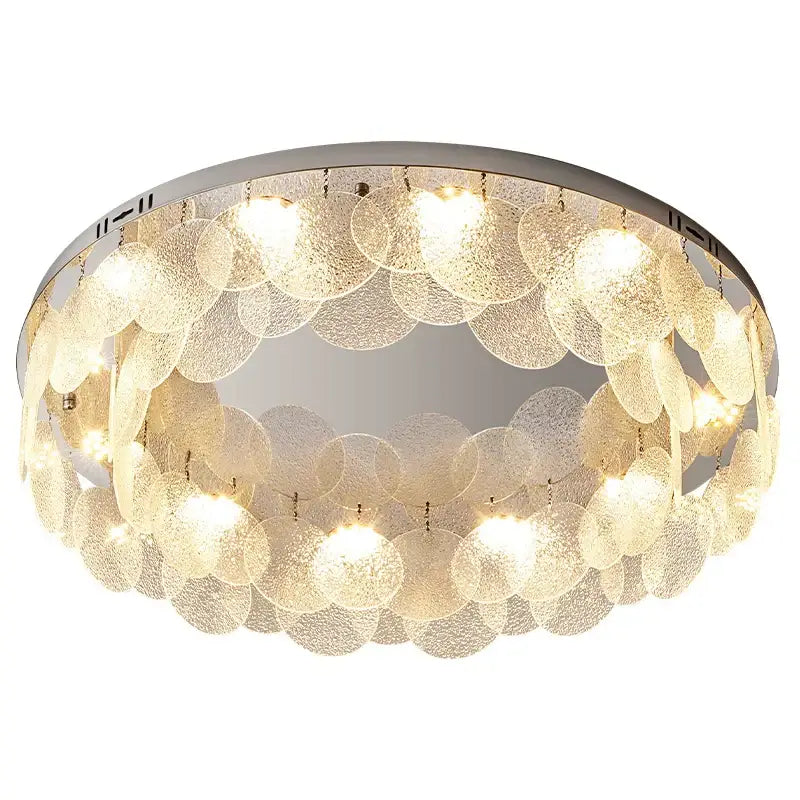 Modern stainless steel bubble glass led ceiling light with frosted glass discs and chrome frame for warm bedroom decorbites led ceiling illumination