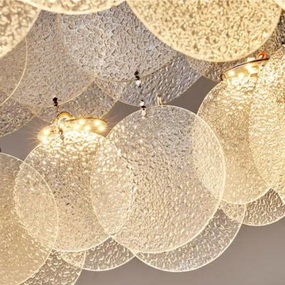 Modern stainless steel bubble glass led ceiling light with overlapping textured golden glass discs for decorbites led ceiling use