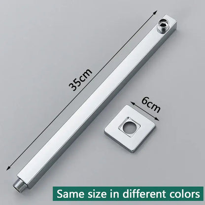 Modern stainless steel shower arm and head holder with chrome finish 35cm rectangular design and square mounting plate