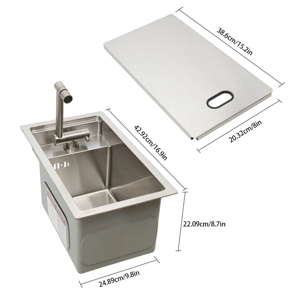 Modern stainless steel single bowl hidden kitchen sink with faucet - Decorbites