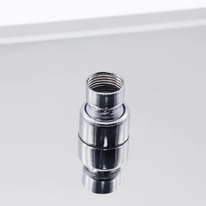 Chrome-finished metal shower head adapter with threaded connections for modern stainless steel square ceiling rain shower head
