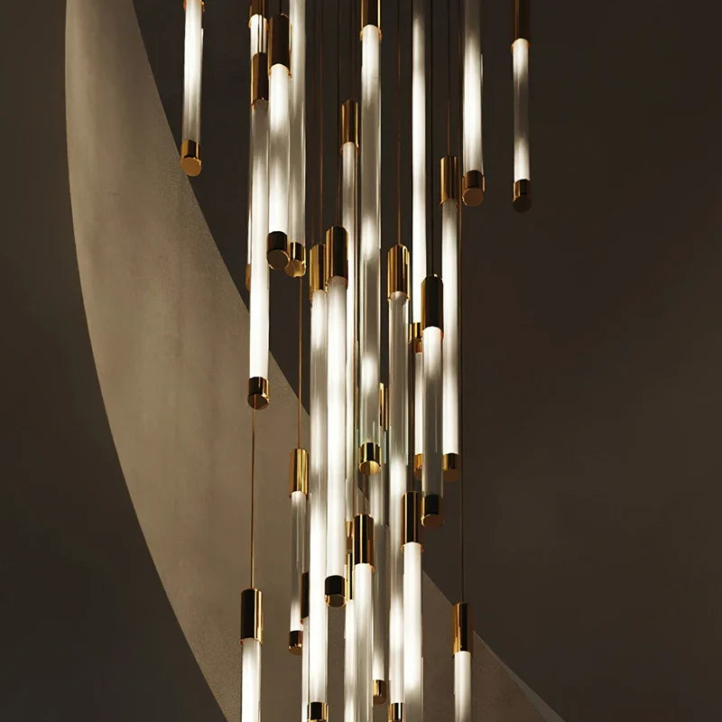 Modern Staircase Pendant Chandelier in Black or Gold