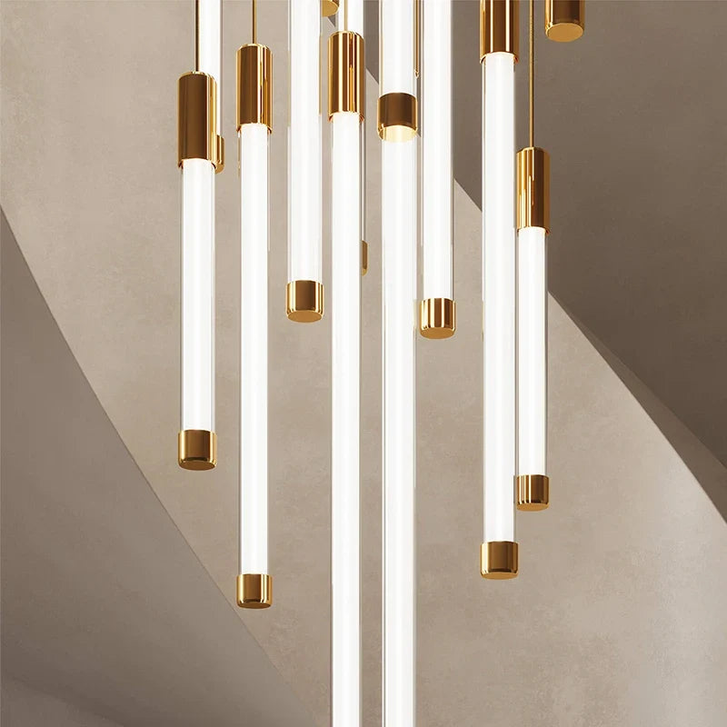 Modern Staircase Pendant Chandelier in Black or Gold
