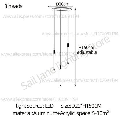 Modern Staircase Pendant Chandelier in Black or Gold - Decorbites